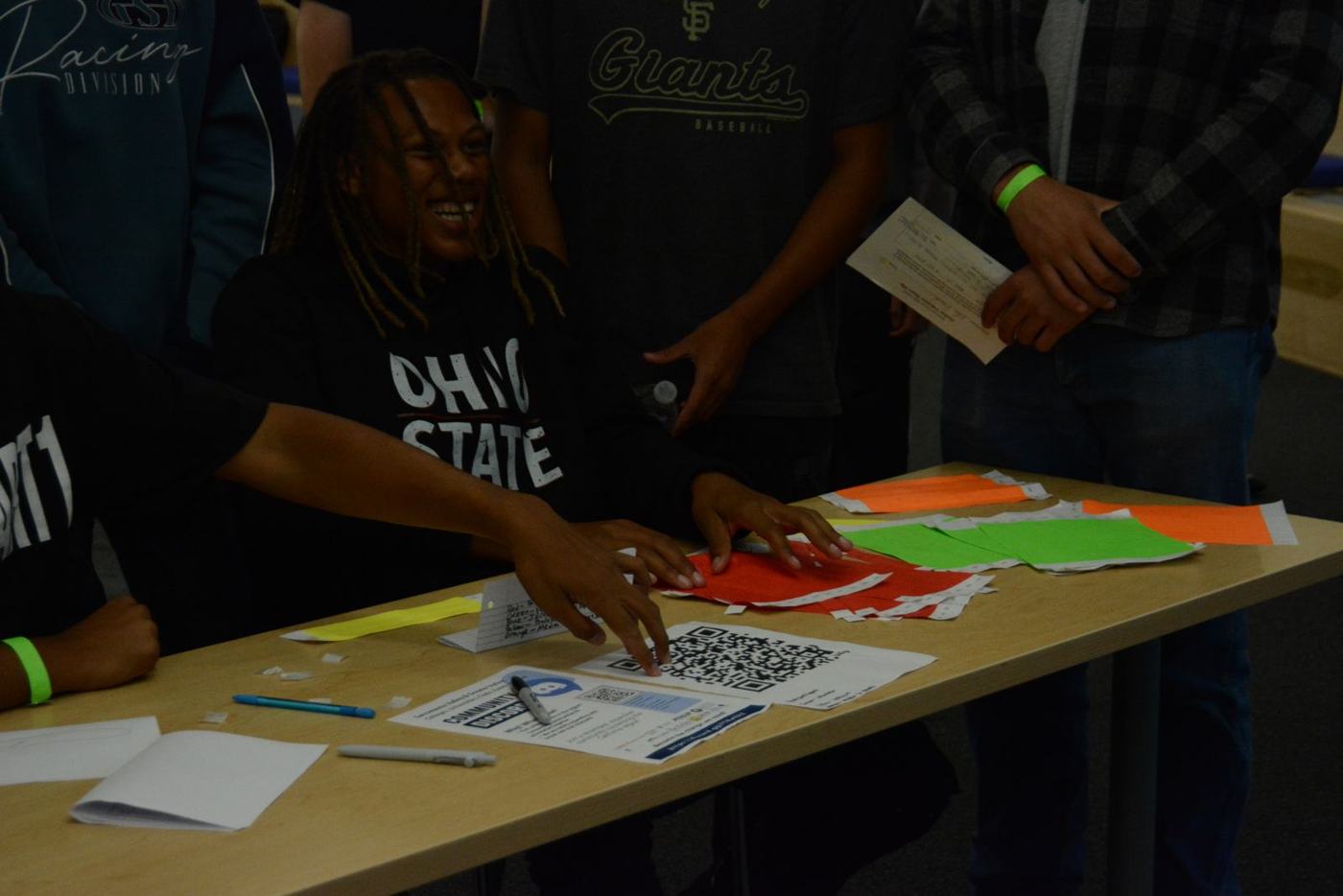 Check-in table and wristbands distribution
