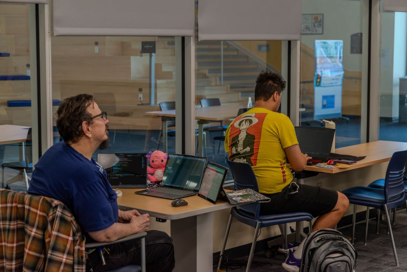 Following along on laptops
